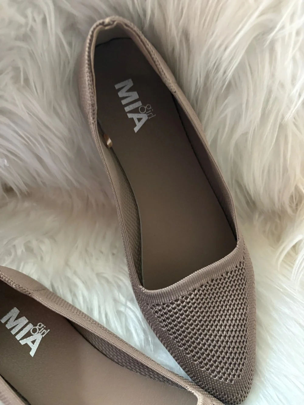 MIA Women's Knit Pointed-Toe Flats — Taupe - Picture 2 of 3